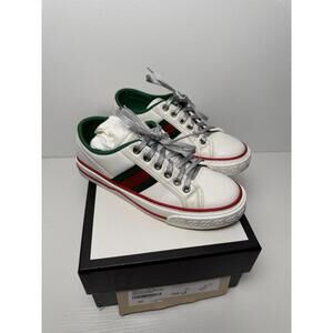 Gucci Tennis 1977 Web Stripe Sneakers Women’s EU 35 White Leather w Box
